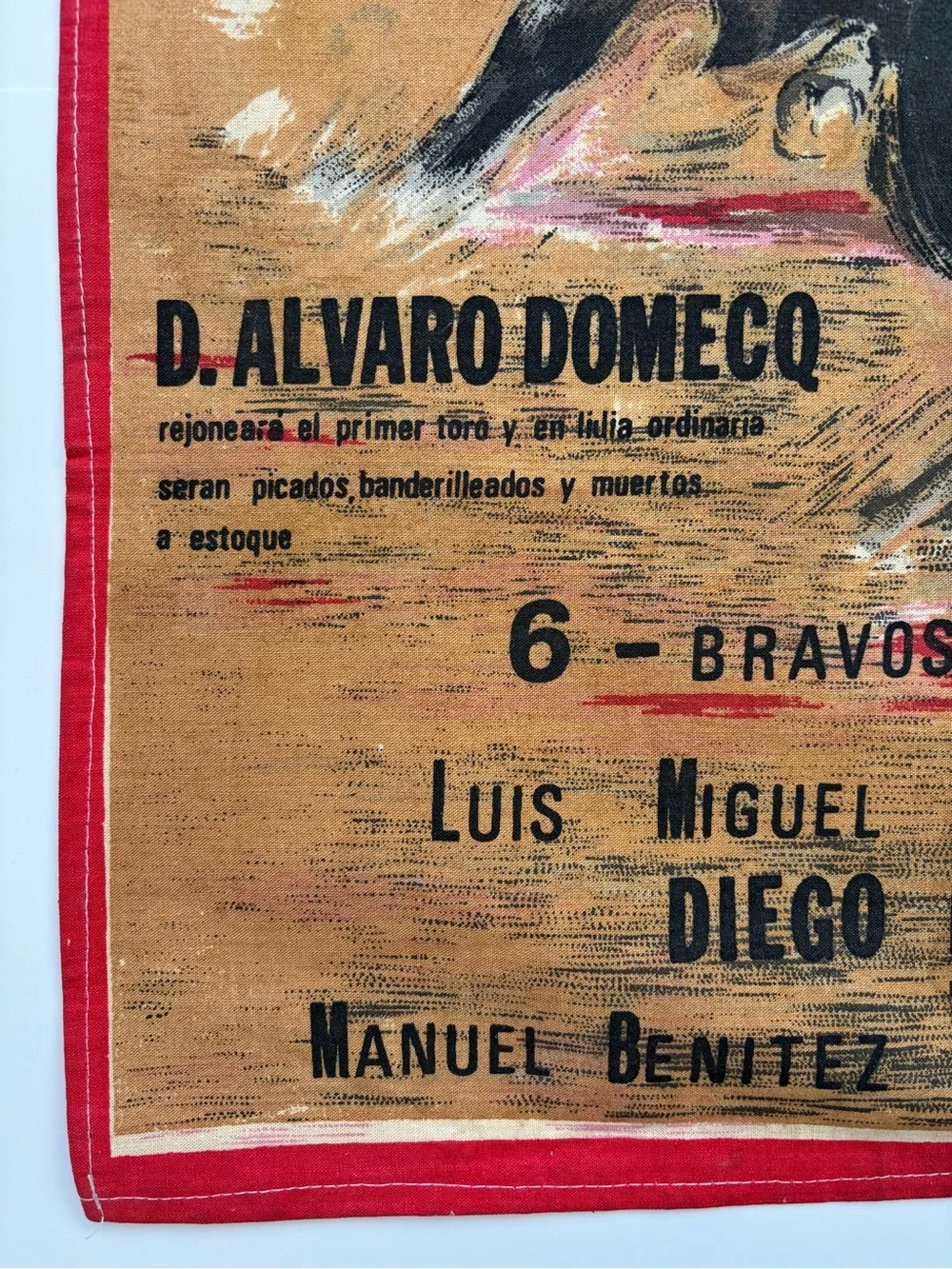 Vintage Linen Plaza de Toros de Sevilla Bullfight Tea Towel